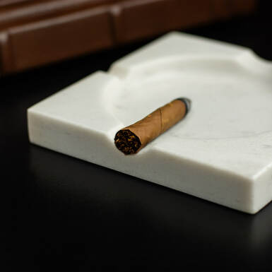 Handmade square ashtray "Marble beauty" made of white marble from MARKAM