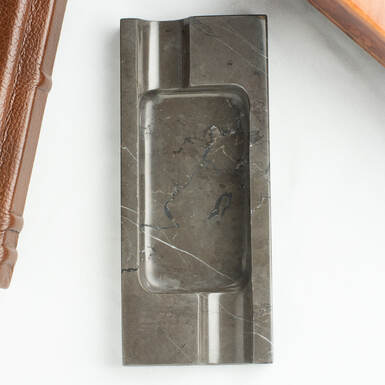 Handmade rectangular ashtray "Dark-Grey Style" made of dark gray marble from MARKAM
