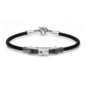 "Pride" bracelet in black rubber, black rhodium silver, steel and rose gold with black glitter by Baraka photo