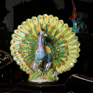 Interior faience figurine "Peacock", Italy photo
