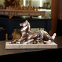 Бронзовая скульптура волка на мраморной подставке фото 1