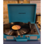 wow video Turquoise portable turntable "Crosley Cruiser  Teal Plus" with the function of Bluetooth Out