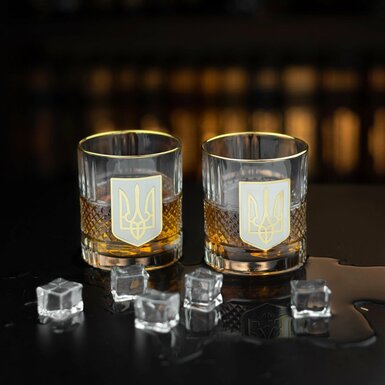 Комплект из двух бокалов для виски "Тризуб" фото
