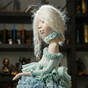 Авторська інтерʼєрна лялька ручної роботи в блакитному