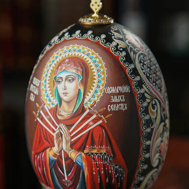 Латунна статуетка "Православне яйце" з позолотою та посрібленням