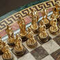 Handmade chess set with marble table and bronze figurines "Hellas"