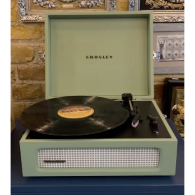 wow video Portable "Voyager" (Sage) by Crosley with Bluetooth Out function 