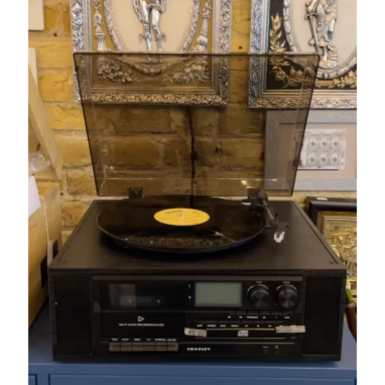 wow video Crosley Vinyl Record Player “Ridgemont Entertainment Center”
