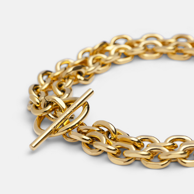 Skultuna Double chain gold-plated steel bracelet (size L) (unisex)