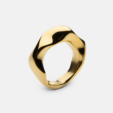 Gold plated steel ring "Crown" by Skultuna