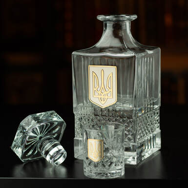 Crystal set for vodka (6 glasses and decanter) "National emblem" from BIANCANEVE
