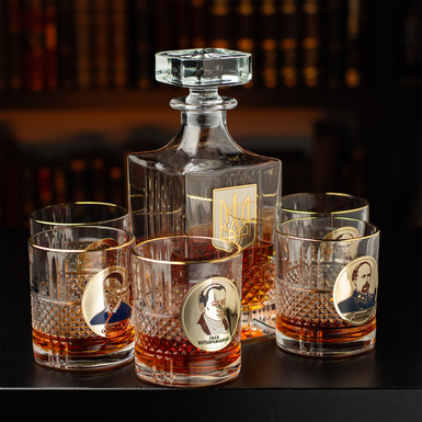 whiskey set with gold plated photo