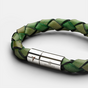 "Amulet" genuine leather bracelet (green, size L) by Skultuna (unisex)