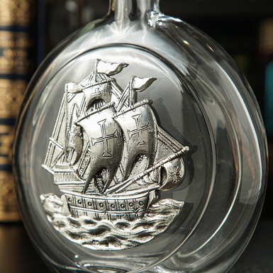 Скляний декантер з візерунком корабель фото 1