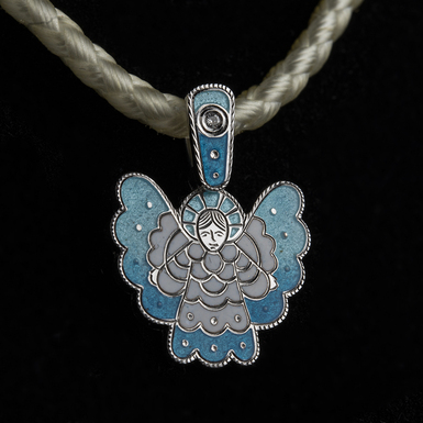 Подвеска "Ангелочек" из серебра с бриллиантом фото 1