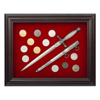 Collage of coins and bladed weapons «Dagger and ships» (copy)