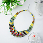 "Rainbow" 3-row necklace made of cat's eye, chalcedony and glass photo