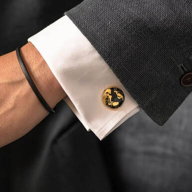 Gold plated brass cufflinks "Continents" by Skultuna