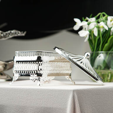 Silver plated butter dish with lid "Luxe" photo