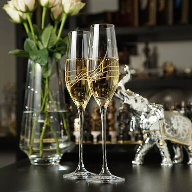 Set of crystal champagne glasses photo