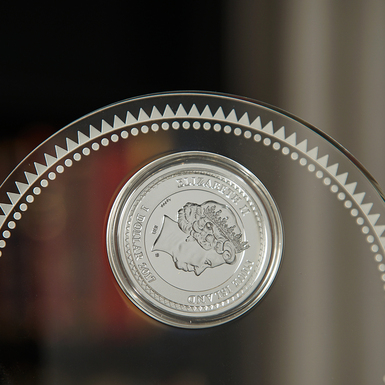 a coin with a stand