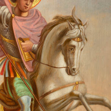 Antique icon of St. George the Victorious, mid-second half of the 19th century, Slobozhanshchina