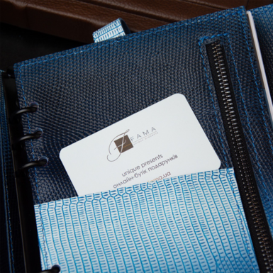 Business card compartment in a notebook photo 