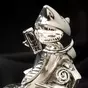 wow video "Business shark" silver-plated figurine on a wooden stand by Exetera Argenti