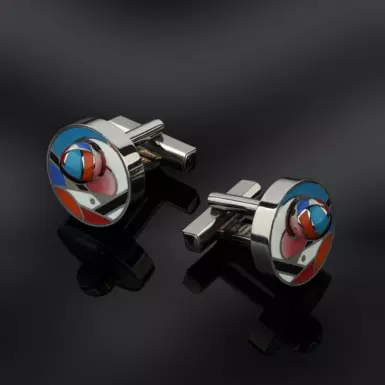 Cufflinks with diamonds and enamel