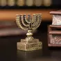  video Menorah figurine made of Damascus steel and gold plated