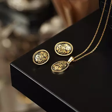 відео Набір прикрас "Dragonfly" з ручною позолотою