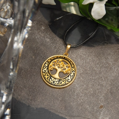  wow відео Кулон "Дерево" з дамаської сталі та позолоти
