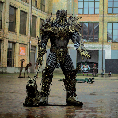 металлическая уличная скульптура часовой фото