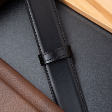 Details of seams on leather belt photo