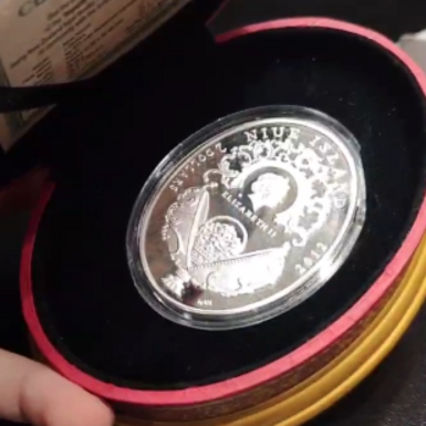 wow video Rare coin "Laurel Tree" made of 925 silver, 2 dollars from the Faberge Eggs series, Niue Island, 2012, mintage 7000, famous mint of Poland