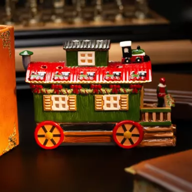 wow видео Новогодний фарфоровый подсвечник "Паровоз"