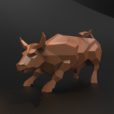 полигональная скульптура бык фото