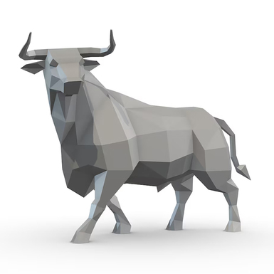 Полигональная скульптура Grey bull фото