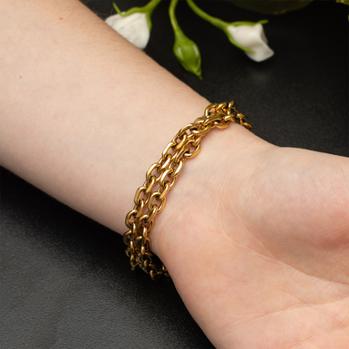 позолочений браслет ланцюг на руці фото 1
