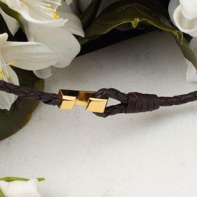 Кожаный браслет с позолоченной вставкой от Skultuna фото 1