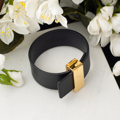 Браслет из натуральной черной кожи фото 1