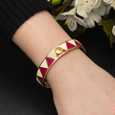 купити широкий жіночий браслет з геометричними фігурами фото 1
