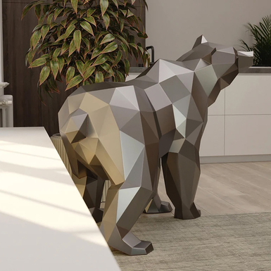 полигональная скульптура гризли фото