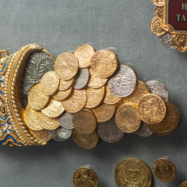 колаж з рогами достатку з міді, посріблення, позолота, емалі фото 1