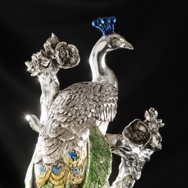 Silver Peacock Figurine Photo