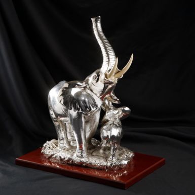 Figurine on a wooden stand photo