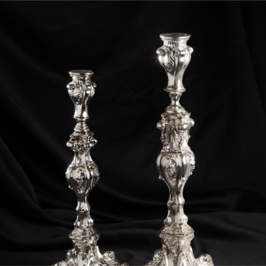 Silver plated candlesticks photo