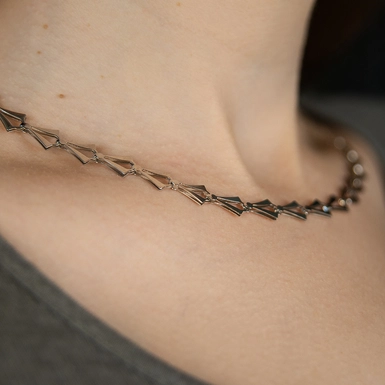 wow видео Цепочка из белого золота "Rhombus"