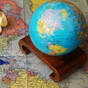Globe on world map photo
