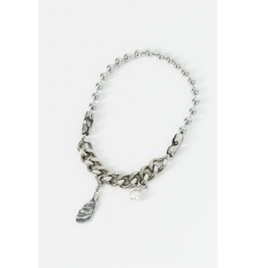 Necklace "ESTER SILVER" with baroque pearl and pendant by SAMOKISH photo